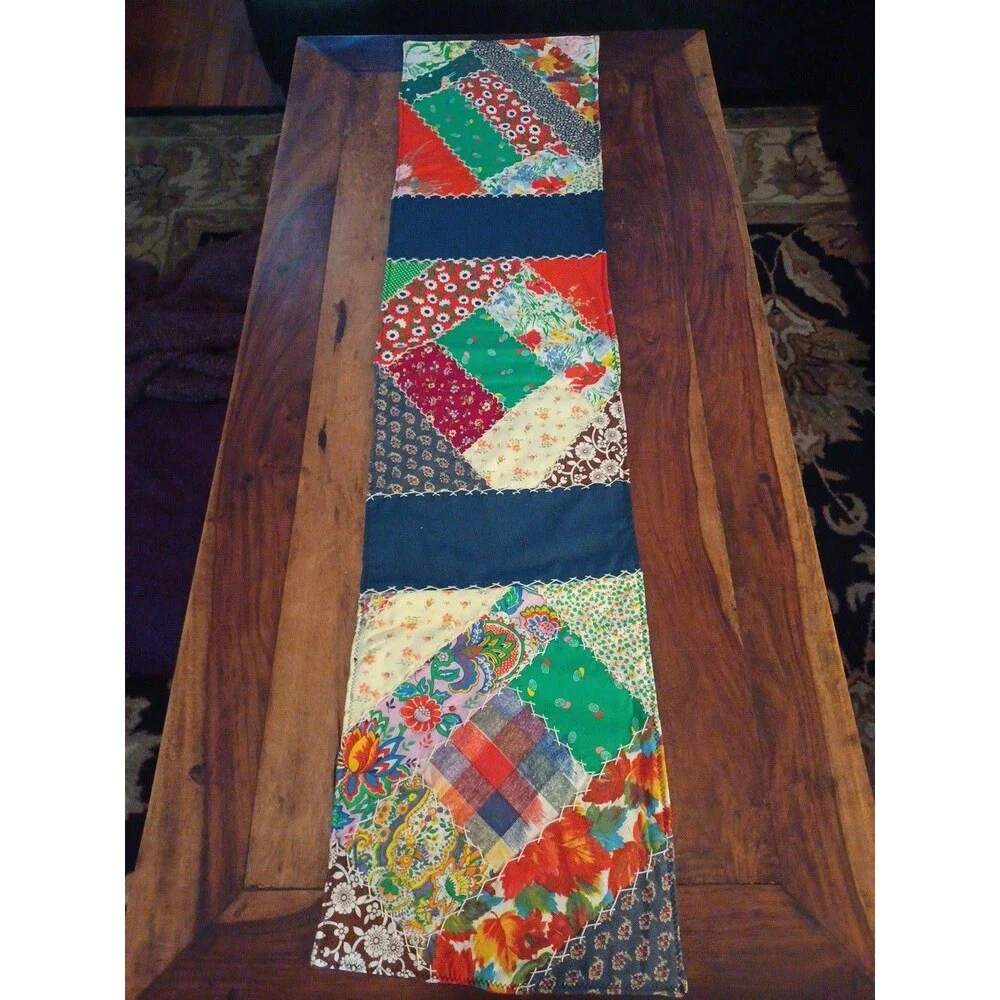 Patchwork table runner boho rustic retro colorful tapestry wallhanging handmade?